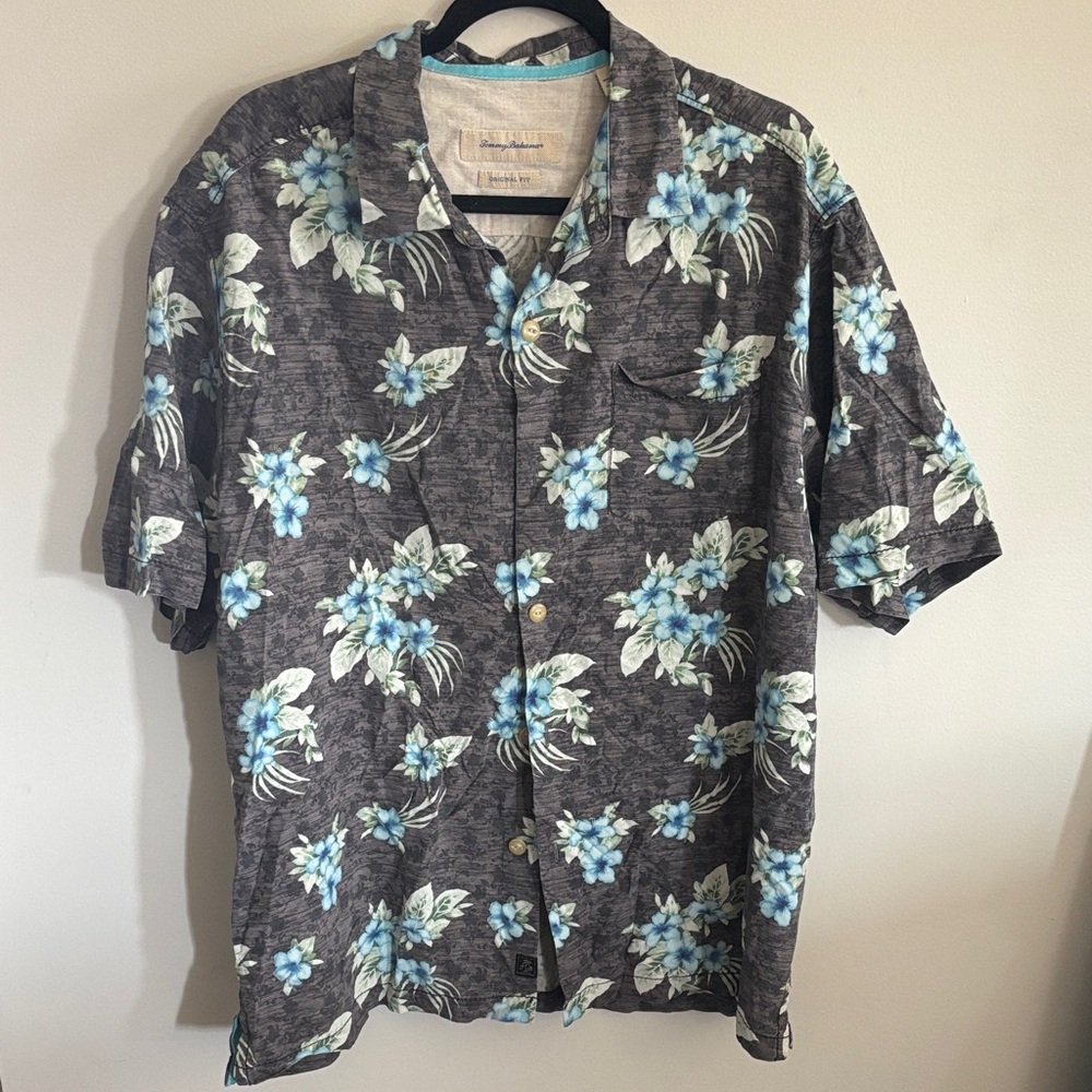 Tommy Bahama Floral Men's Shirt in Gray and Blue